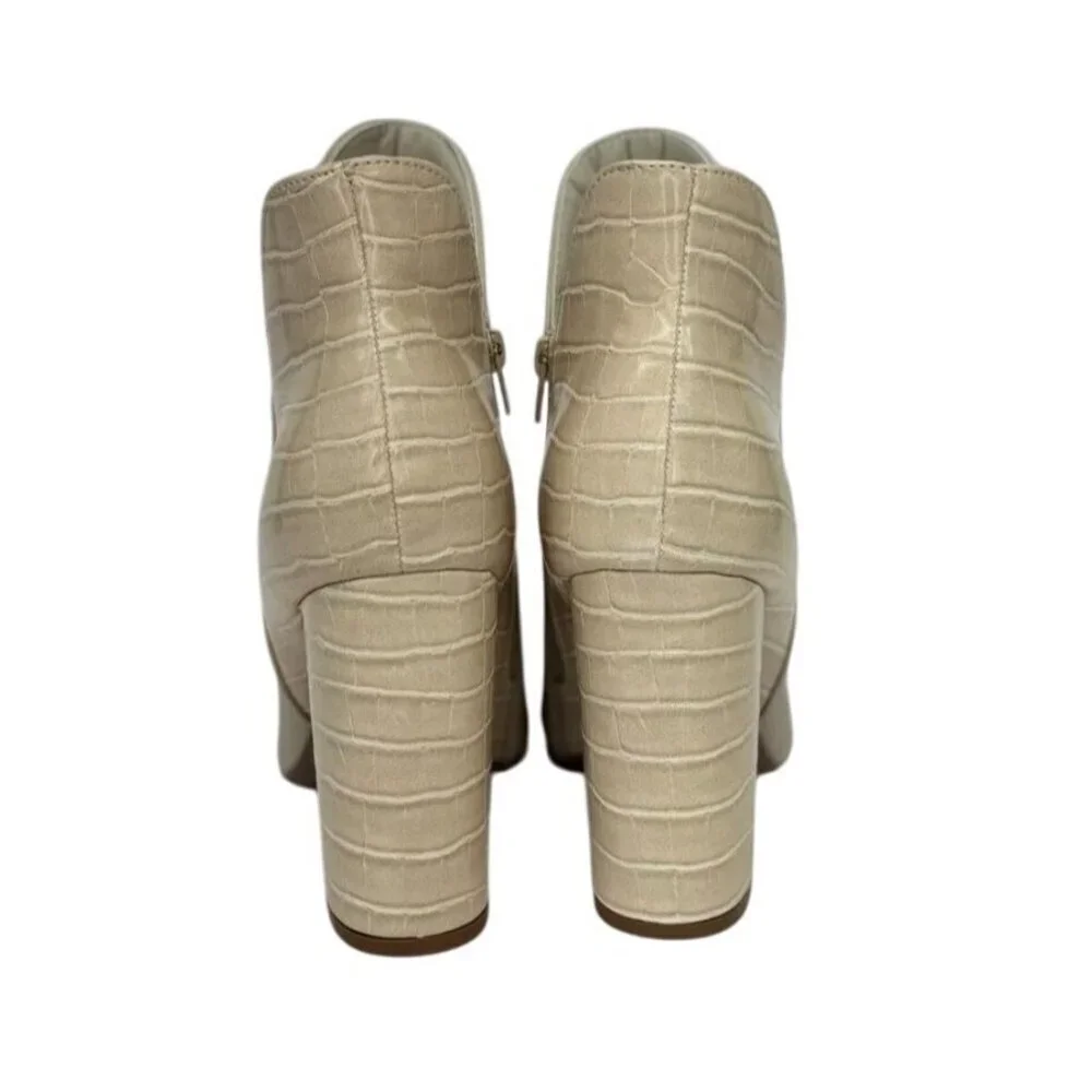 QUPID / Signal-84X / Beige / Faux Leather & Croc / Embossed Ankle / Booties / Hi